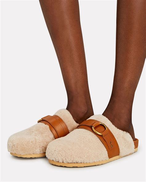 see by chloe gema mules|See by Chloé Gema Lambskin Shearling Mules on SALE .